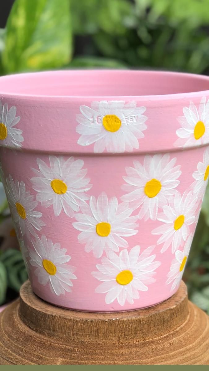 Daisy Hand painted Pot Clay Pot Crafts Terra Cotta Pot Crafts Diy daisy-hand-painted-pot-clay-pot-crafts-terra-cotta-pot-crafts-diy