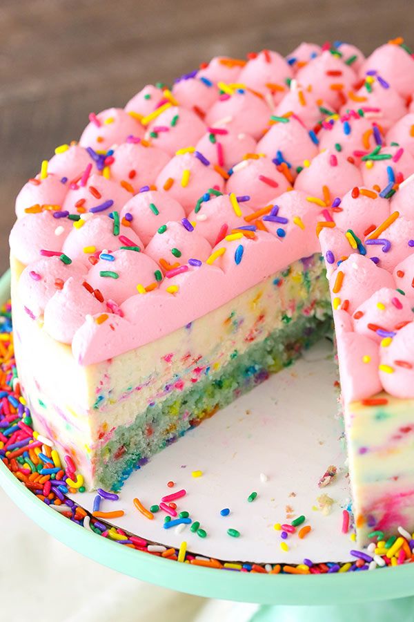 Funfetti Cheesecake With Cake Bottom Recipe Cake Recipes