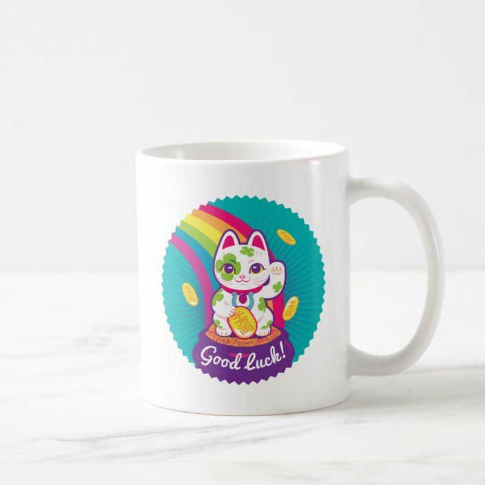 Lucky Cat Maneki Neko Good Luck Pot Of Gold Coffee Mug Zazzle Com Lucky Cat Pot Of Gold Maneki Neko