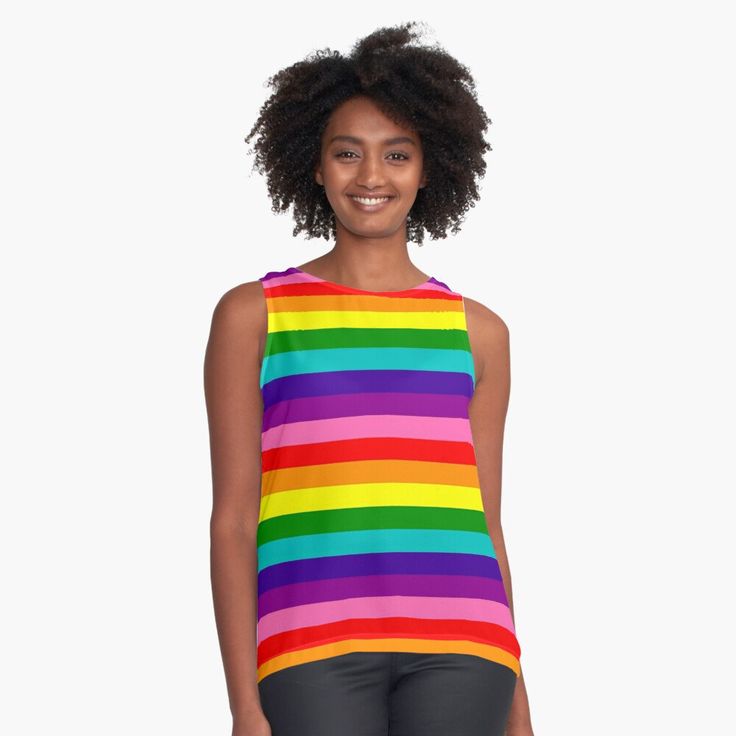 Flatering A-line Sleeveless Top Love is Love LGBT pride flag Rainbow pride flag Flowy blouse Loose fit 6 sizes XS to 2XL Black or White back