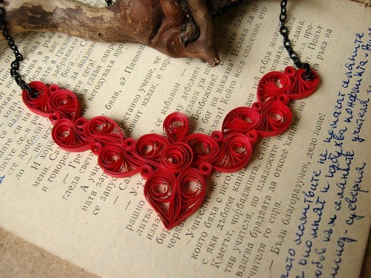 Red Paper Necklace First Anniversary Gift For Wife 1 year Wedding Present 1st Pa...