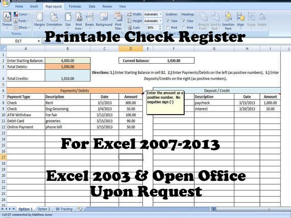 printable check register how to balance a check book new version