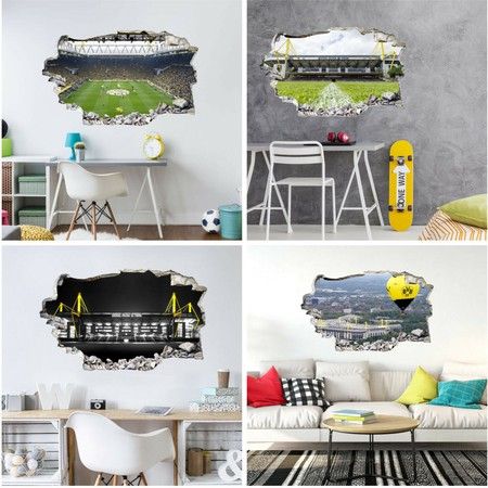 Wandtattoo Mauer Durchbruch 3D Wandsticker Aufkleber Deko Bild Fussball Stadion Wandtattoo Mauer Durchbruch 3D Wandsticker Aufkleber Deko Bild Fussball Stadion