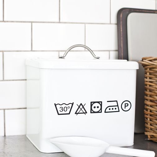 Best 25 White Laundry Basket Ideas On Pinterest An Ample Sized Metal Washing Powder Tin With A Lid And Scoop Durable Enamelled Finish Matches Our White Utility Storage Box