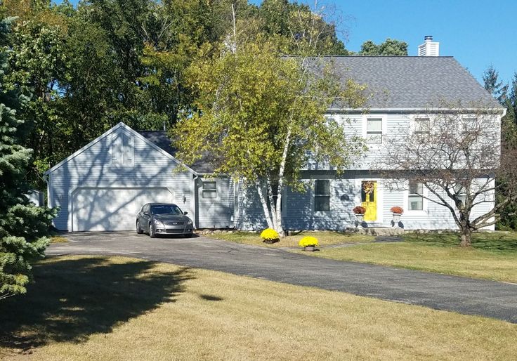 Light blue house paint, yellow door exterior house ideas | Light blue