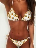 Blue Halter Floral Print Shell Detail Bikini Top And Bottom – stayingsummer