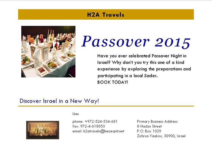 Passover trips Seder, Passover, Discover