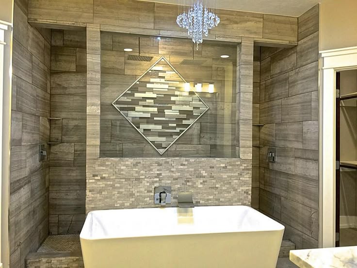 Walk behind open shower with free standing tub Perfect