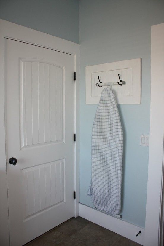 Hang Ironing Board Behind Door In Walk Closet And Robes On Towel Hang Ironing Board Behind Door In Walk Closet And Robes On Towel Rack Bathroom Sewing Room 2018 Pinterest Laundry