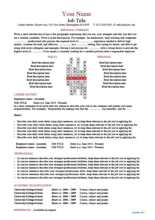 A resume and CV sample that has a unique crossword feature that - property manager resume sample A resume and CV sample that has a unique crossword feature that - property manager resume sample