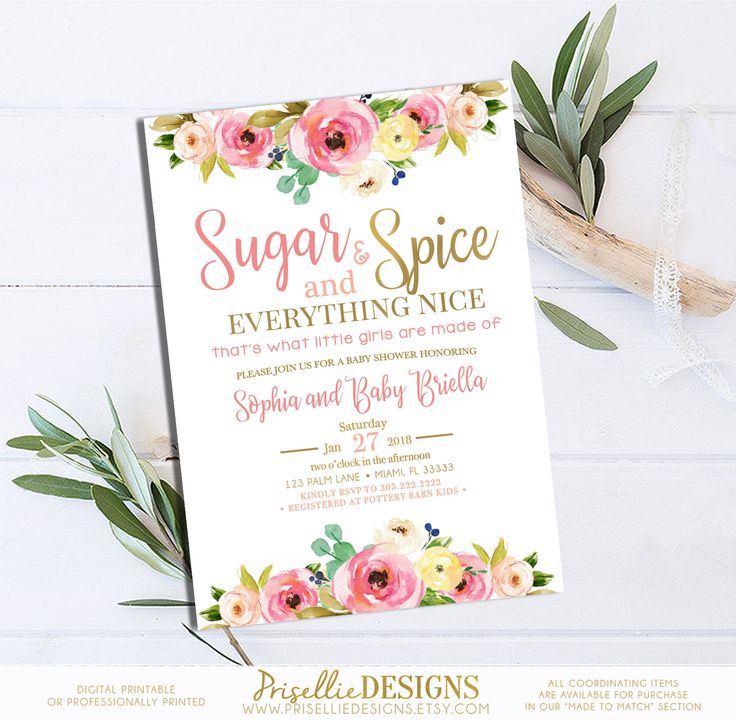 Sugar and Spice Baby Shower Invitation, Sugar and Spice and Everything Sugar and Spice Baby Shower Invitation, Sugar and Spice and Everything