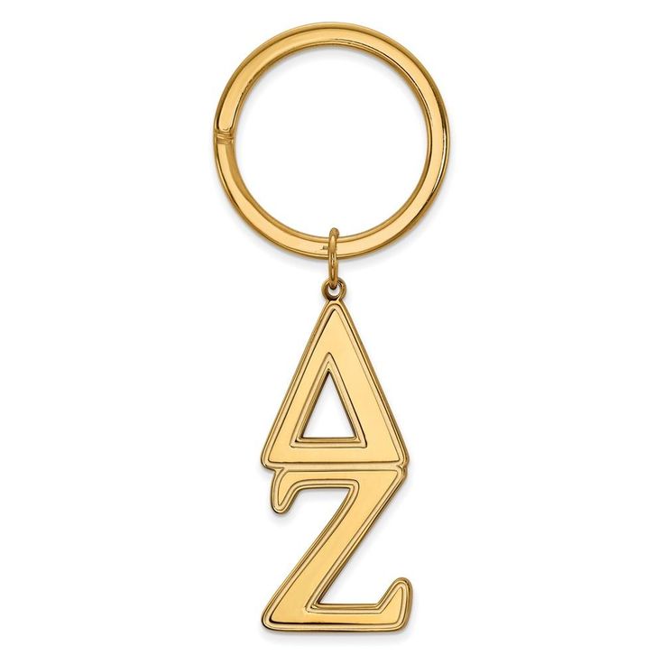 ?? Sterling Silver w// 14K Yellow Gold-Plated LogoArt Official Licensed Greek Sororities Delta Zeta Key Chain