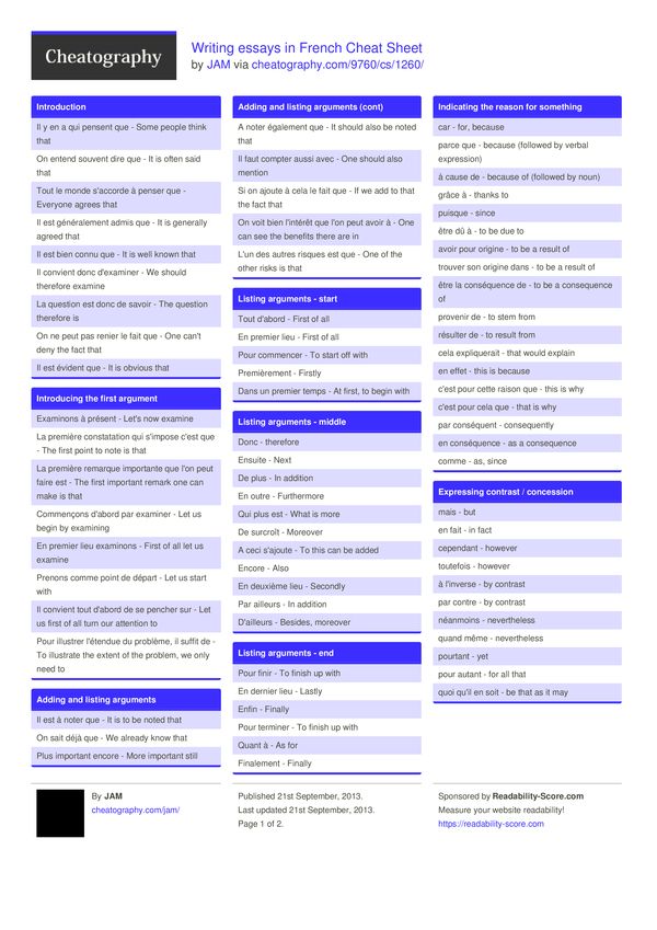 Essay writing in french