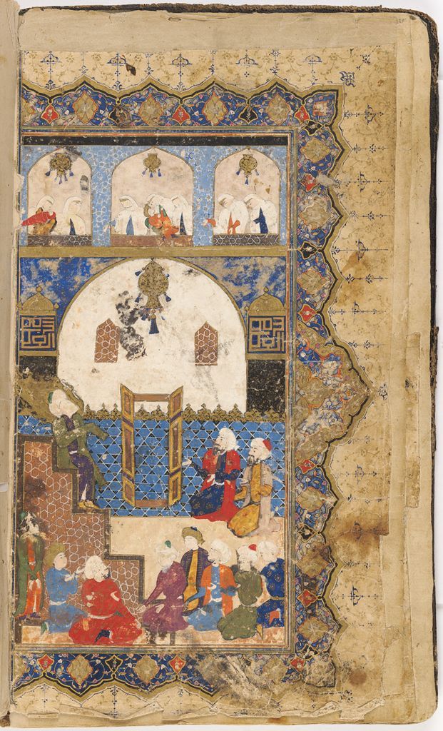 prophet preaching in a mosque painting verso text recto folio