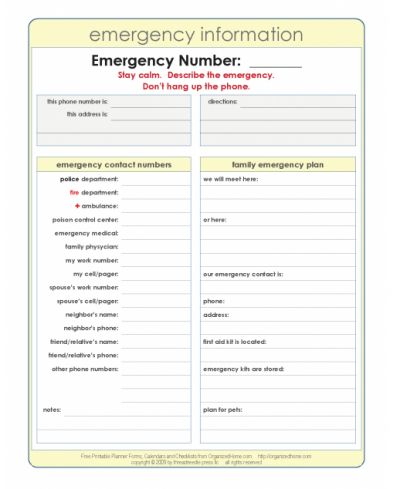 4 printable emergency plan templates cub scouts pinterest