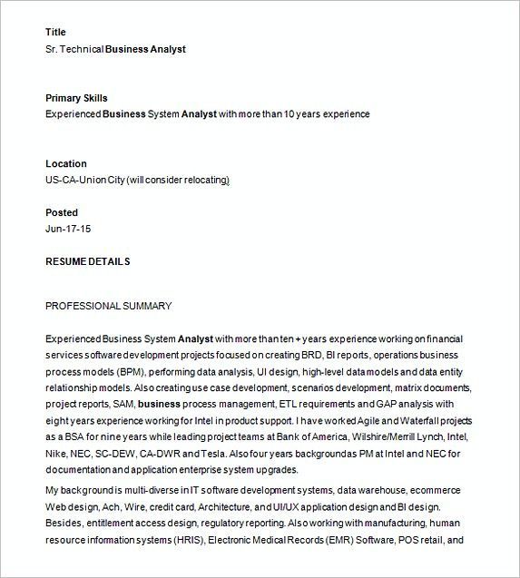 Sr. Technical Business Analyst Resume Template , Analyst Resume Examples , In searching for Analyst Resume examples to be the reference? You can read the article below until finish to see the approachment of making your resume.