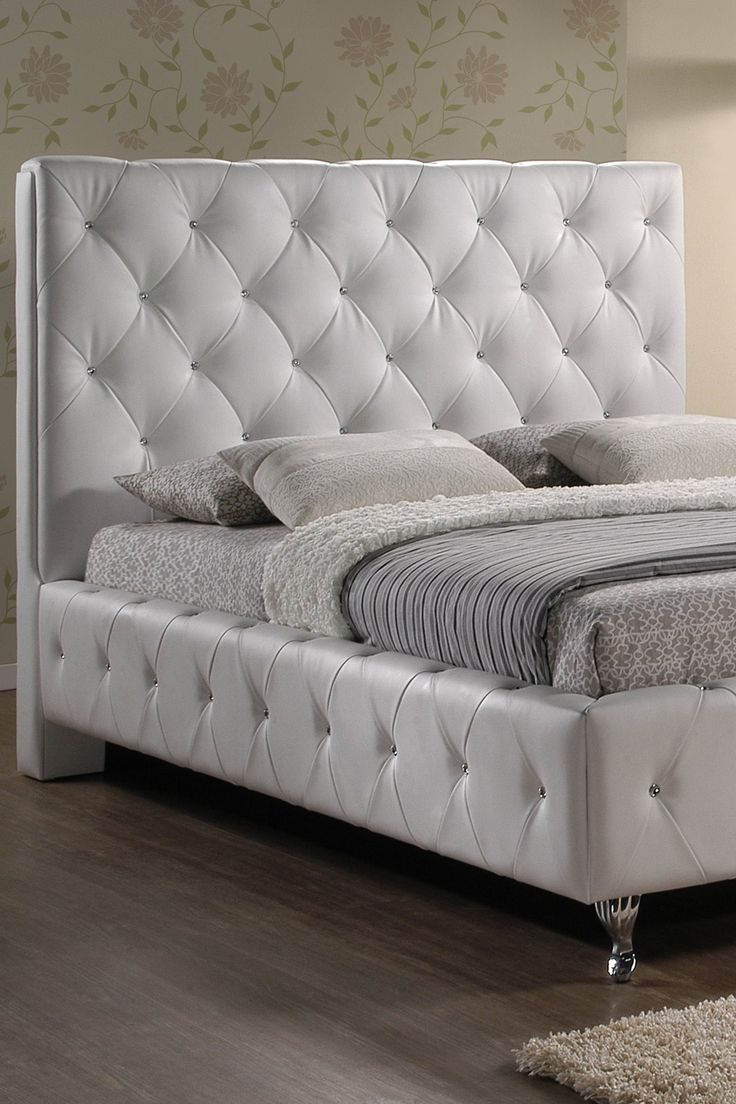 Best White Upholstered Headboard Ideas On Pinterest Grey - Stella Crystal Tufted Modern Bed With Upholstered Headboard White best white upholstered headboard ideas on pinterest grey - stella crystal tufted modern bed with upholstered headboard white