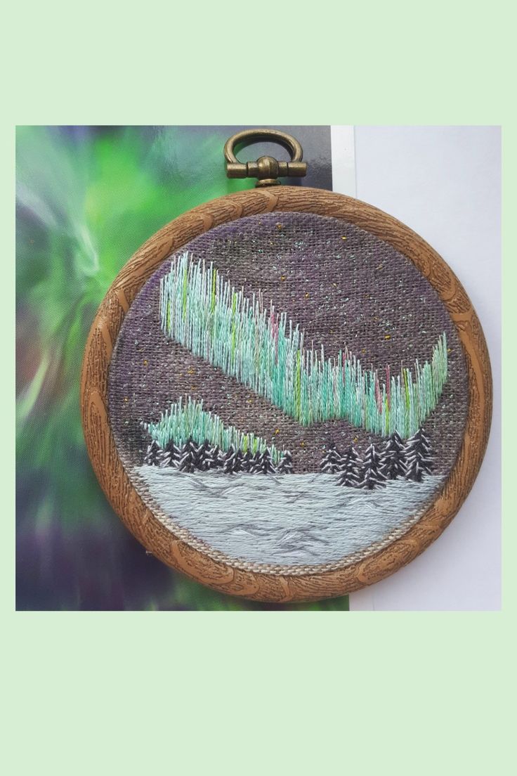 Northern lights Aurora Borealis embroidery hoop | Embroidery art