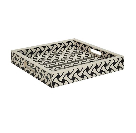 Worlds Away Bodie Black And White Serving Tray In 2021 Bone Inlay Furniture Bone Inlay Tray, Noire Bone Inlay White And Black Side Tablecloth
