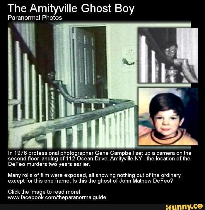 The Amityville Ghost Boy Is Shown In An Old Black And White Film Poster the-amityville-ghost-boy-is-shown-in-an-old-black-and-white-film-poster
