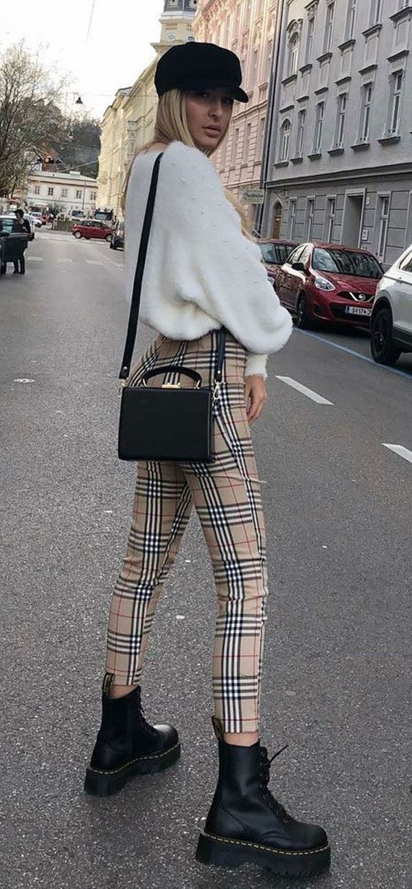 it-girl - tricot-calça-xadrez-coturno - tricot - inverno - street style