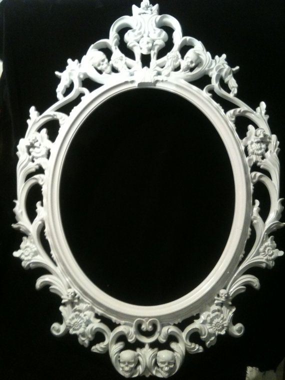 Gloss White Skull Oval Picture Frame Mirror Shabby Chic Baroque Gloss White Skull Oval Picture Frame Mirror Shabby Chic Baroque Gothic Victorian Tattoo Home Decor Design Pinterest Tattoos And