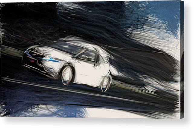 15 Honda Civic Type R Draw Carstoon Concept Acrylic Print By Carstoon Com Bring This Artwork To Life With The Stylish Line In 2020 Honda Civic Type R Honda Civic Civic