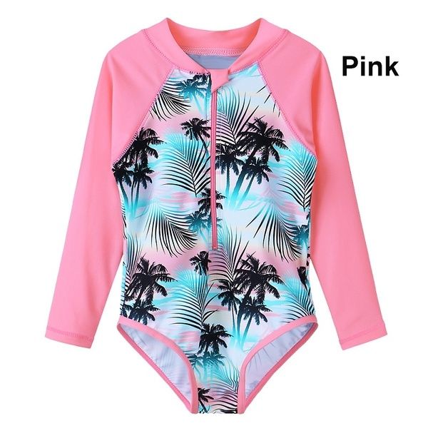 Seafolly Girls Big S//S Zip Front Rash Guard Swimsuit