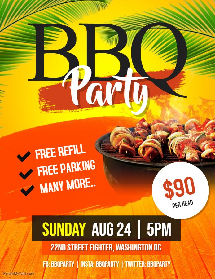 tropical themed bbq fair event flyer custom template barbecue