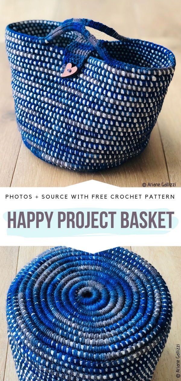 Happy Project Basket Free Crochet Pattern #crochetbasket Happy Project Basket Free Crochet Pattern #crochetbasket