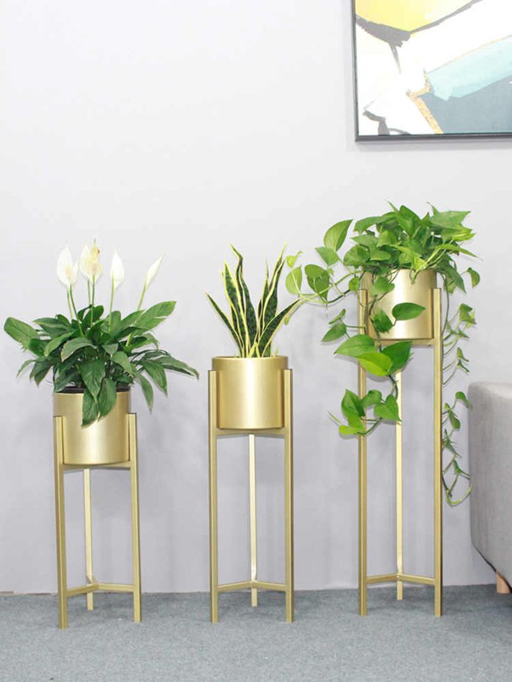 Soporte Soporte Para Plantas De Metal Dorado Con Macetero Soporte Soporte Para Plantas De Metal Dorado Con Macetero