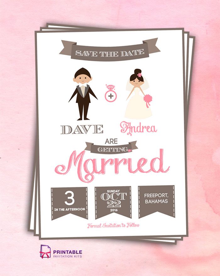 free pdf save the date cartoon couple for customizations