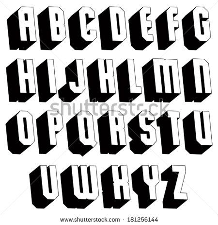 Geometric Black And White 3d Font Single Color Simple Bold Heavy Letters Alphabet Geometric Black And White 3d Font Single Color Simple Bold Heavy Letters Alphabet