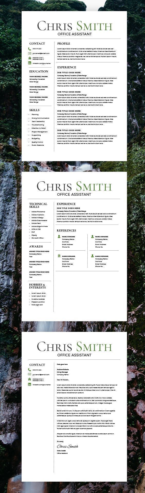 Trending Resume Template - CV Template - Free Cover Letter - MS Word Mac/PC - Professional Resume - Best Resume Templates - Instant Download