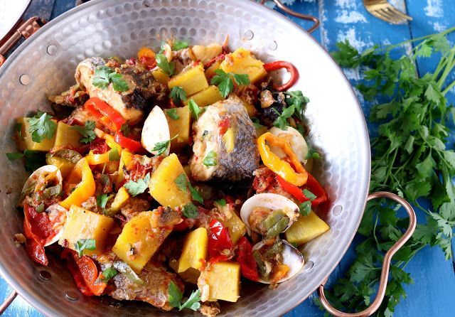 Cataplana De Peixe Com Batata Doce Comida étnica Batata Doce Batata