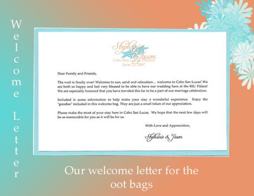welcome note for wedding guest | got the wording for the welcome letter