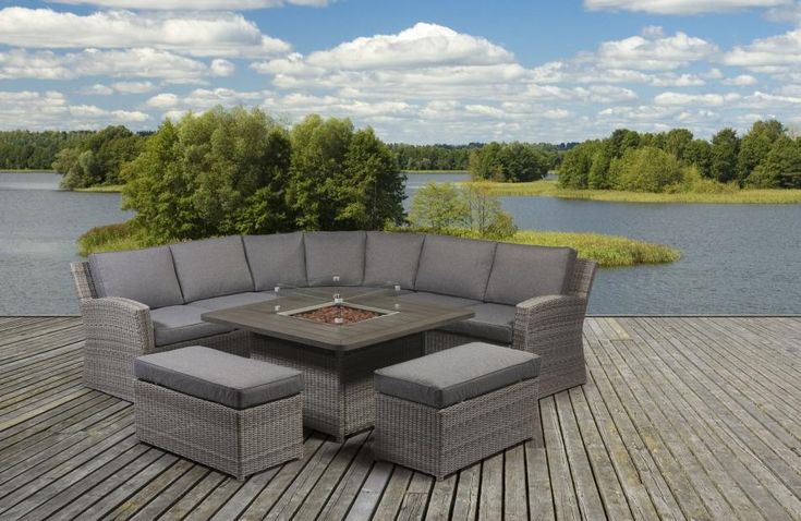 Carina Rattan Corner Set With Fire Pit Garden Furniture in 2021