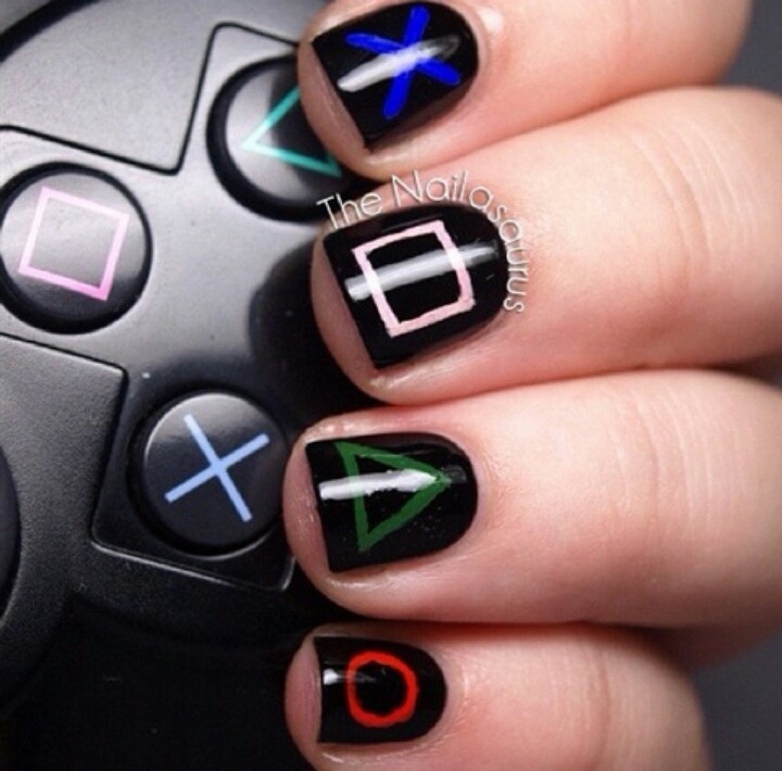 48 Best Geeky Nail Art Images On Pinterest Nail Ideas, Make Up The Nailasaurus: Playstation Nail Art. My boyfriend would love this - 48 Best Geeky Nail Art Images On Pinterest Nail Ideas, Make Up