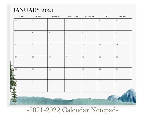 Mountain Calendar Notepad Magnetic Calendar For Fridge Etsy Magnetic Calendar Note Pad Calendar Monthly Planner calendar 2021 magnetic notepad