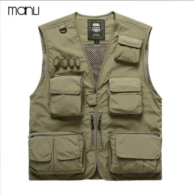 Men's Clothing Men Multi Pocket Photographer Fishing Vest Waistcoat ...