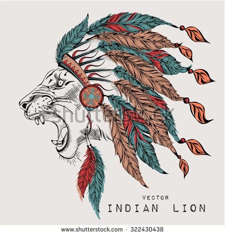 lion in the colored indian roach indian feather headdress lion in the colored indian roach indian feather headdress