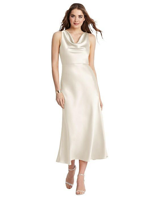CowlNeck Midi Tank Dress Esme Ivory bridesmaid