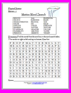 matter word search puzzle freebie science worksheets 6th grade science