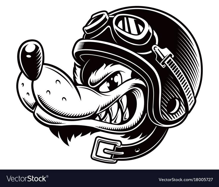 Wolf biker isolated on white background. Download a Free Preview or