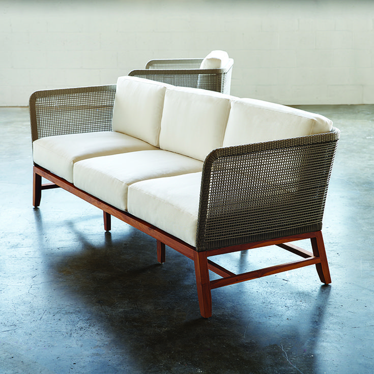 Palecek Avila Outdoor Sofa Teak Wood Frame And Legs In Natural