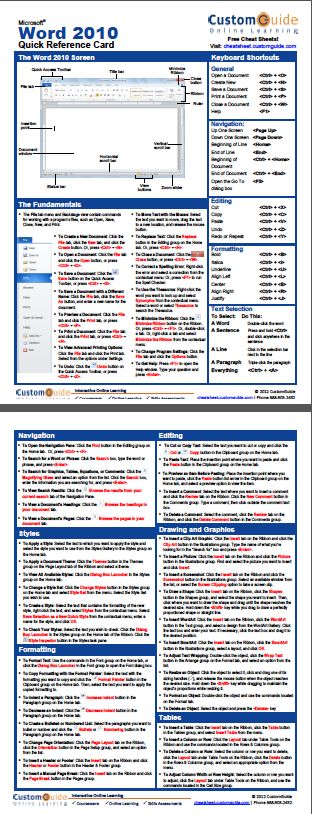 quick reference card templates