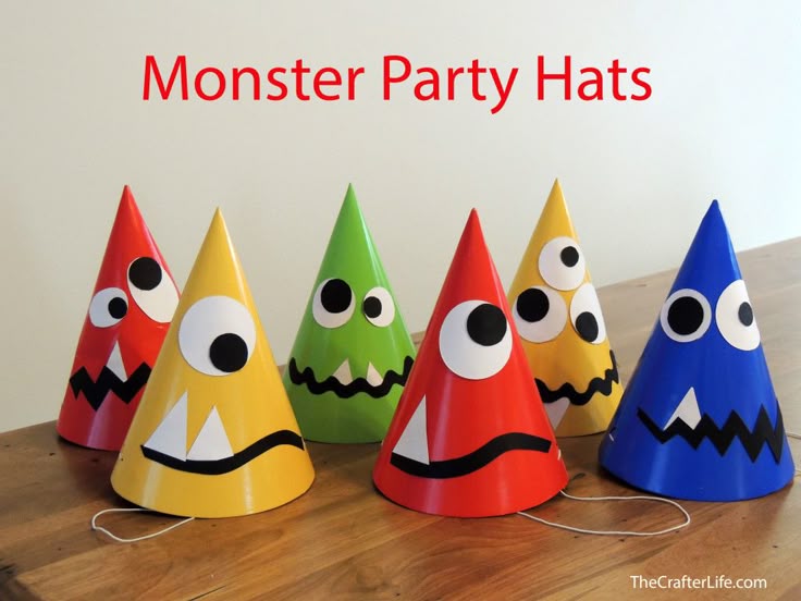 Here is a fun and simple way to make plain party hats into monster hats. This w...