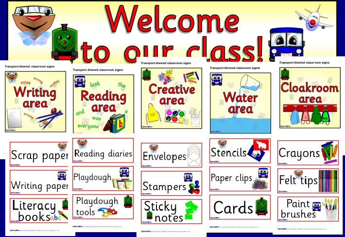 Transport-themed classroom signs and labels pack (SB2704) - SparkleBox | Classroom signs, Book ...