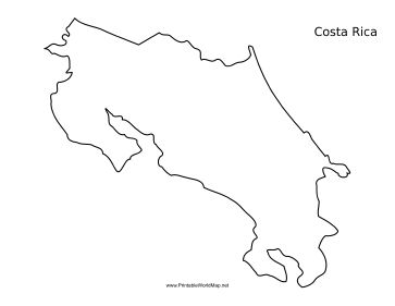 This printable outline map of Costa Rica is useful for school
