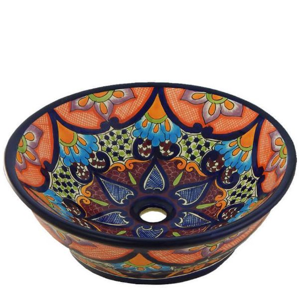 Vessel Skirted Talavera Mexican Bathroom Sink Ceramic # 138 Vessel Skirted Talavera Mexican Bathroom Sink Ceramic # 138